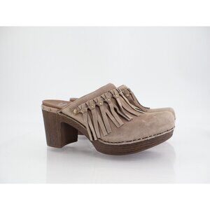 Dansko Women's Deni Mule Size 41 10.5 Brown Fringe Tassel Chunky Heel Platform